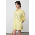 Breathable light yellow tencel ramie shirt and shorts set for women summer casual wear - One Size / Tops / Yellow