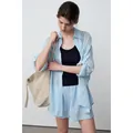 Loose casual tencel ramie breathable shorts for women in light blue summer style - One Size / Tops / Light Blue