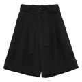 Pantalones cortos negros clásicos línea A de talle alto con dobladillos anchos y cinturón a juego - S / Bottoms / Azul zafiro