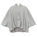 Oversized grey hooded sweatshirt for women with INNOVATE print and batwing sleeves. - One Size / Tops / Gray