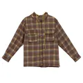 Lightweight tencel ramie plaid hooded shirt jacket for women in brown - One Size / Tops / Red Brown Coffee