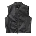 Gilet classico in ecopelle nera per donna con collo alto e cerniera anteriore - Taglia unica / Top / Nero