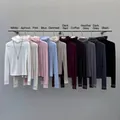 Conjunto de camisetas de cuello alto de lana Tencel en diez colores con collares finos - S / Tops / Negro