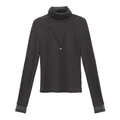 Camiseta interior gris de cuello alto en lana Tencel con malla y collar plata - S / Tops / Gris oscuro