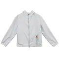 Waterdichte lichtgrijze outdoor sportjas met capuchon voor dames en ritssluiting - Blauw