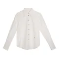 Chemise classique blanche à manches longues avec boutons marron et col long pointu. - S / Hauts / Blanc