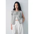 Gilet di jeans senza maniche grigio chiaro per donna, top casual dalla vestibilità ampia - Taglia S / Top / Grigio