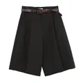 Short large noir pour femme avec ceinture motif serpent pour une tenue d'été décontractée - S / Bas / Noir
