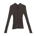 Elegante slim-fit gebreid vest met V-hals in donkerbruin, ideaal voor de lenteperiode - Donkerblauw Grijs