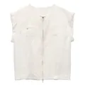 Gilet sans manches blanc minimaliste avec col rond et double fermeture éclair dorée - M / Hauts / Blanc