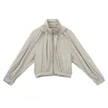 Women's lightweight beige hooded zip-up sun protection jacket with elastic cuffs - S / Tops / Grey Apricot
