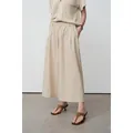 Minimalistische beige wijde cropped broek in een relaxte casual chic stijl... - S / Bottoms / Khaki