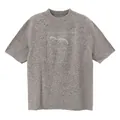 Grey knitted loose top with silver jacquard pattern and five-point sleeves for autumn wear - S / Tops / Grey Camel