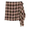 Scialle avvolgente e grembiule vintage a quadri marroni con frange e vita regolabile - Taglia unica / Pantaloni e gonne / Quadri marroni