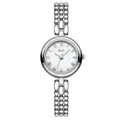 Gedi vintage quartz watch for women with silver bead strap and white pearl dial - Silver Case White Shell Dial (52117)