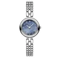 Elegant silver Gedi women's quartz watch with blue pearl dial and bead chain strap - Silver Case Black Shell Blue Dial (52117) / Silver