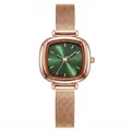 Elegante GEDI Quarzuhr für Damen mit grünem Zifferblatt und roségoldenem Armband - Roségoldenes Gehäuse Grünes Zifferblatt