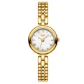 Elegant golden ladies quartz watch with pearl dial and a multi-row bead chain strap. - Gold Case White Shell Dial (52117)