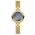 Gedi vintage gold women's quartz watch with multi-row bead chain strap and blue dial - Gold Case Black Shell Blue Dial (52117)