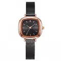Elegante GEDI Armbanduhr in Roségold mit schwarzem Zifferblatt und Mailänder Netzband - Roségold Gehäuse Schwarz Zifferblatt