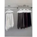Elegant satin midi skirts with lace trim and irregular hem in four classic colors - S / Bottoms / Grey Green