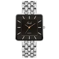 Elegant women's quartz watch with a retro black square dial and silver steel strap. - Male Style / Silver Case Black Dial Silver Band
