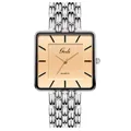 Vintage Gedi square face quartz watch for women with silver stainless steel link strap - Male Style / Silver Case White Dial Silver Band