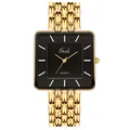 Gedi vintage women's square quartz watch with gold steel band and black dial - Male Style / Gold Case Black Dial Gold Band