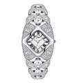 Elegant silver bracelet watch for women with sparkling crystal stones and Roman numerals. - Bangle Style (JW) / Silver Case White Dial Silver Strap (Non-Waterproof)