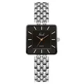 Elegante reloj vintage Gedi para mujer con esfera cuadrada y correa de acero inoxidable plata - Estilo de Mujer / Caja Plateada Esfera Negra Correa Plateada