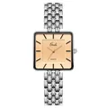 Reloj de cuarzo Gedi vintage cuadrado para mujer con correa de acero plateada y esfera champán - Estilo de Mujer / Caja Plateada Esfera Blanca Correa Plateada
