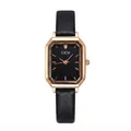 GEDI vintage rectangular quartz watch with rose gold case and black leather strap - Rose Gold Case & Markers, Black Dial, Black Leather Strap