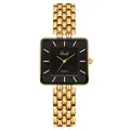 Elegante reloj de cuarzo para mujer con correa de acero dorada y esfera cuadrada negra - Estilo de Mujer / Caja Dorada Esfera Negra Correa Dorada