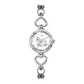 Elegant silver women's heart-shaped bracelet watch featuring a rocking horse dial motif - Heart-Shaped Bracelet Style (935) / Silver (White Face)