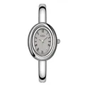 Elegante reloj brazalete ovalado GEDI plateado con números romanos y esfera gris - Caja Plateada Esfera Gris Correa Plateada