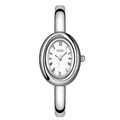 Elegante reloj GEDI de aro ovalado plateado para mujer con números romanos y cuarzo - Caja Plateada Esfera Blanca Correa Plateada