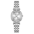 Elegant GEDI women's silver quartz watch with oval steel band and minimalist dial - Silver White Face
