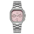 Elegante silberne GEDI-Quartzuhr für Damen mit rosa Zifferblatt und Stahlband - Silbergehäuse Rosa Zifferblatt