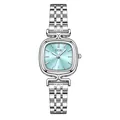 GEDI elegant women's quartz watch with turquoise sunburst dial and silver steel band - Silver Blue Dial