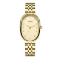 Montre femme GEDI dorée ovale élégante avec cadran strass et bracelet acier - Boîtier Or Cadran Or Bracelet Or