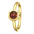 Elegant Gedi gold bangle watch with red dial and Roman numeral accents - Gold Case Dark Red Dial Gold Band