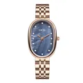 Montre ovale GEDI en or rose avec cadran en nacre bleue et index en diamant de luxe - Boîtier Or Rose Cadran Nacre Bleue Bracelet Or Rose