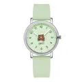 Gedi kids quartz watch with cartoon bear dial and mint green silicone strap - Light Green
