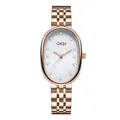 Montre GEDI élégante pour femme en or rose avec cadran ovale en nacre et bracelet acier - Boîtier Or Rose Cadran Nacre Blanche Bracelet Or Rose