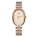 Élégante montre à quartz ovale en or rose avec cadran serti de cristaux et bracelet acier - Boîtier Or Rose Cadran Or Rose Bracelet Or Rose