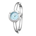 Elegant Gedi silver bangle watch with light blue dial and Roman numerals - Silver Case Light Blue Dial Silver Band