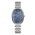 Montre GEDI pour femme ovale avec cadran en nacre bleue et bracelet en acier argenté - Boîtier Argenté Cadran Nacre Bleue