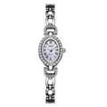 Elégante montre bracelet GEDI ovale argentée pour femme avec lunette en cristal. - Boîtier Argent Cadran Nacre Violette Bracelet Argent