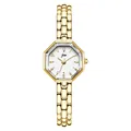 Elegant vintage-style gold octagonal quartz bracelet watch for women with white dial - Gold Case Gold Studs White Dial Gold Band