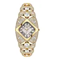 Luxury gold-toned rhinestone-encrusted bangle watch with quartz movement for women - JW964 Bracelet Style (JW964) / Gold Case White MOP Dial Silver Bracelet (Not Waterproof)